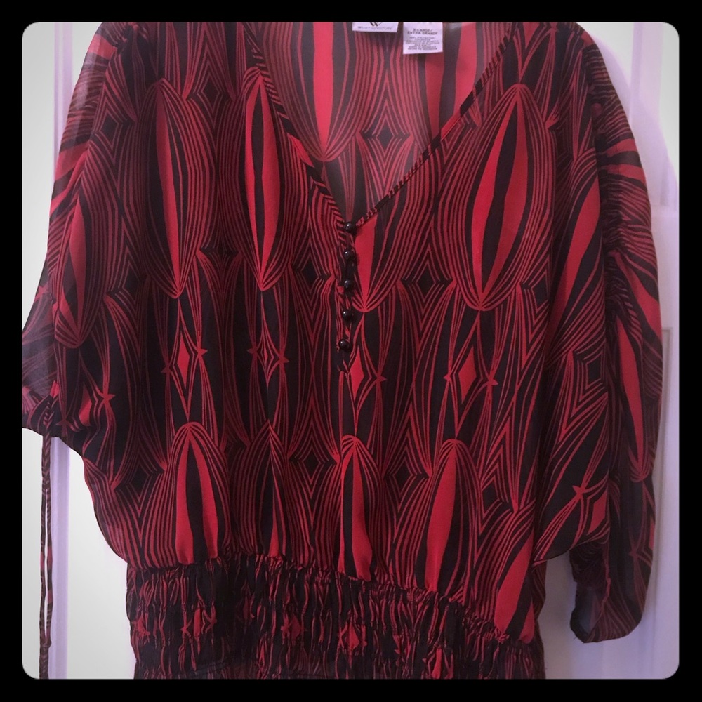 Red and Black profession shirt with spandex bottom